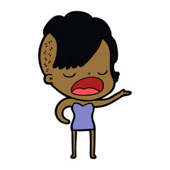 cartoon cool hipster girl talking