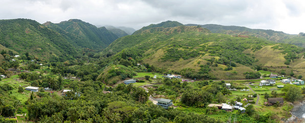Seaside Village - Evening view of a local village at north-east shore of West Maui, on Kahekili...