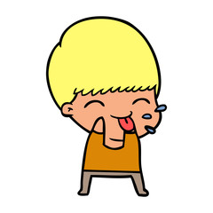 cartoon boy blowing raspberry