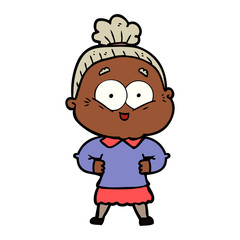cartoon happy old woman