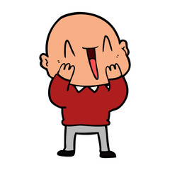happy cartoon bald man