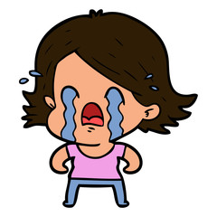 cartoon woman crying