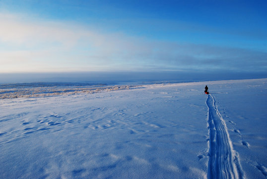 Skiing across the Finnmarksvidda