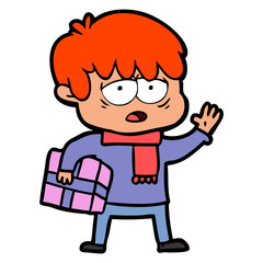 cartoon exhausted boy