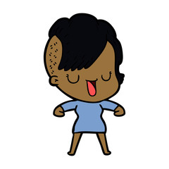 cute cartoon girl with hipster haircut