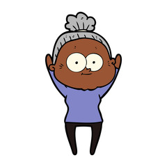 cartoon happy old woman