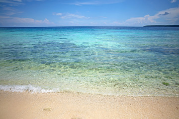 Fototapeta na wymiar Stunning tropical blue and green seas on the coast of the island of Siquijor in the Philippines