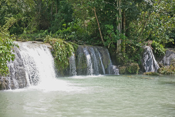 The famous Cambugahay Falls, the number one attraction of the island of Siquijor in the Philippines