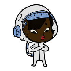 cartoon astronaut woman