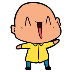 happy cartoon bald man