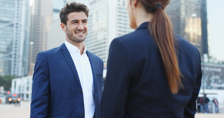 Business people talking at outdoor