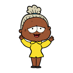 cartoon happy old lady
