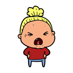 cartoon angry old woman