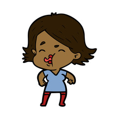 cartoon girl pulling face