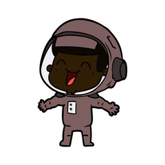 happy cartoon astronaut