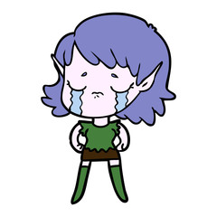cartoon crying elf girl
