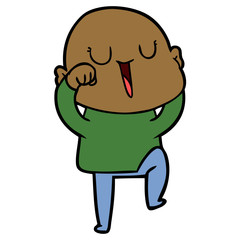 happy cartoon bald man