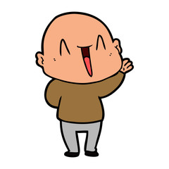 happy cartoon bald man