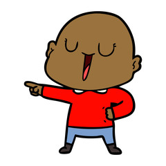 happy cartoon bald man