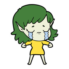 cartoon crying elf girl