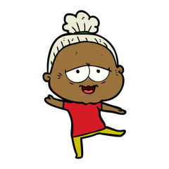 cartoon happy old lady