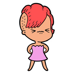 cartoon annoyed hipster girl