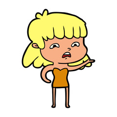 cartoon worried woman