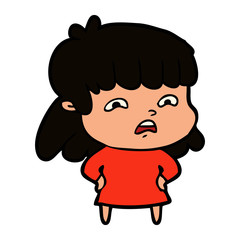 cartoon worried woman