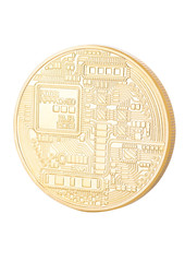 Bitcoin. Physical bit coin. Cryptocurrency.