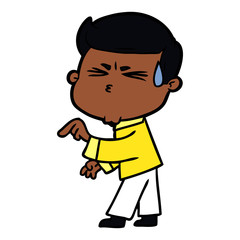 cartoon man sweating