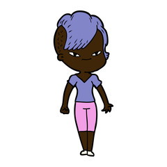 cute cartoon girl with hipster haircut