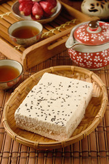 Rice biscuit in bamboo basket