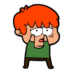 cartoon exhausted boy