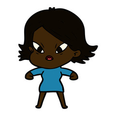 cartoon stressed woman