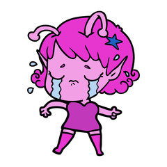 cartoon crying alien girl
