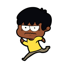 annoyed cartoon boy