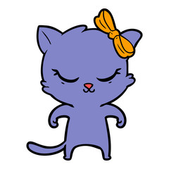 Obraz premium cute cartoon cat with bow