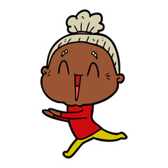 cartoon happy old lady