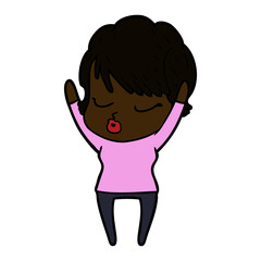 cartoon woman with eyes shut