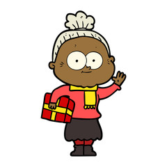 cartoon happy old woman