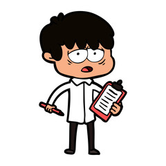 cartoon exhausted boy