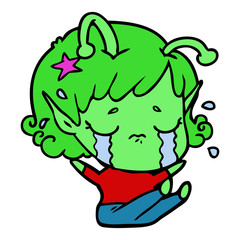 cartoon crying alien girl