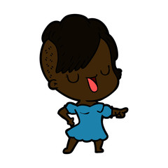 cute cartoon girl with hipster haircut