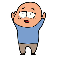 cartoon tired bald man