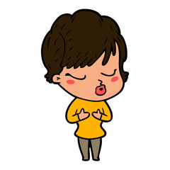 cartoon woman with eyes shut