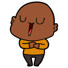 happy cartoon bald man
