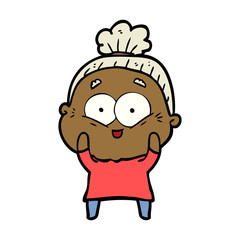 cartoon happy old woman