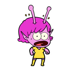 cartoon shocked alien girl