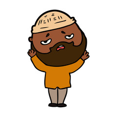 Fototapeta premium cartoon worried man with beard