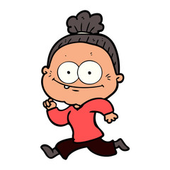 cartoon happy old woman